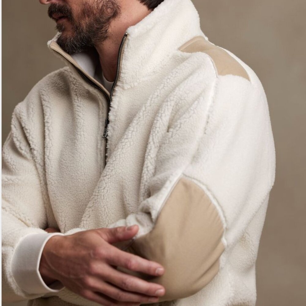 BANANA REPUBLIC Half-Zip Sherpa Sweater - NWT (L)